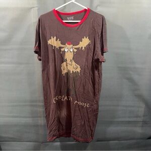 Lazy One Womens Night Shirt “Chocolate Moose” Brown Loungewear One Size / C Desc